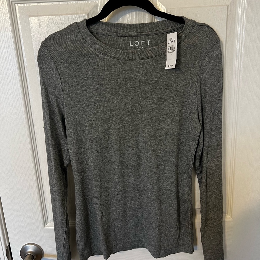 NWT! LOFT Charcoal Long Sleeve Tee